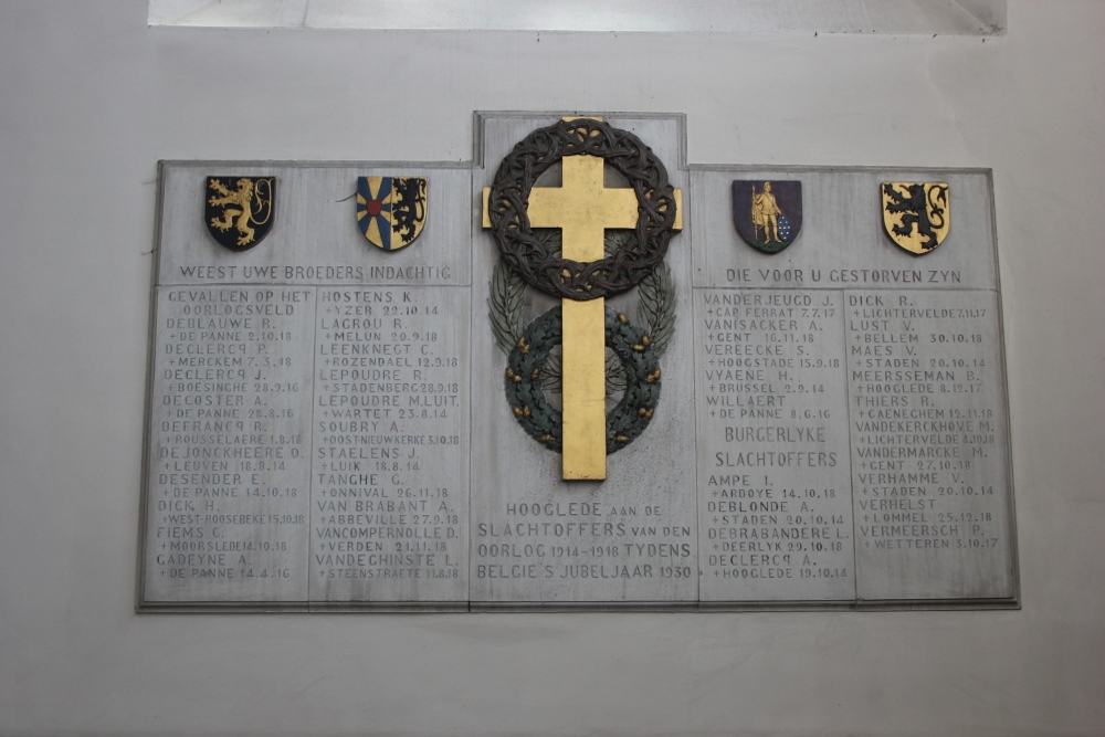Commemorative Plate First World War Hooglede