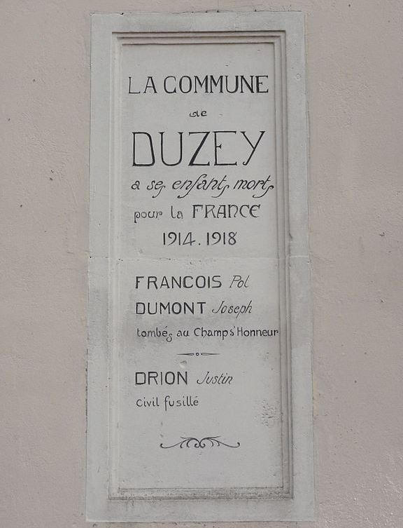 Monument Eerste Wereldoorlog Duzey #1