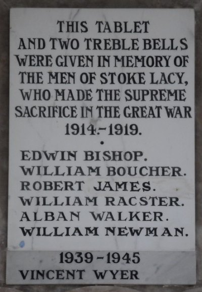 War Memorial Stoke Lacy Church