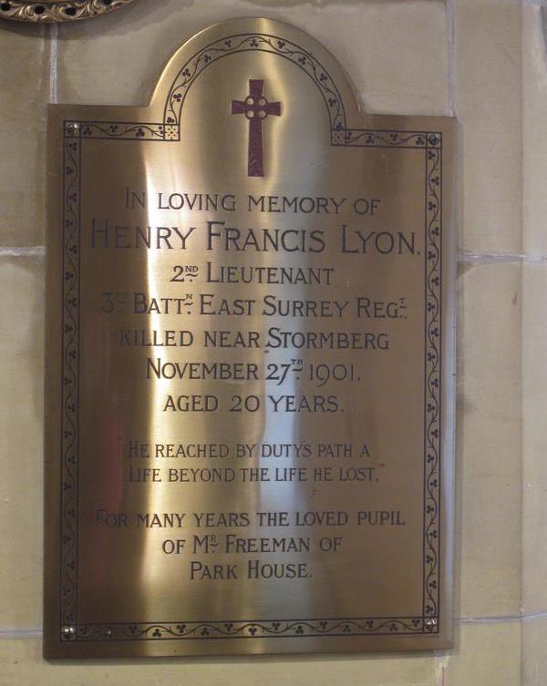 Memorial 2nd Lieutenant Henry Francis Lyon
