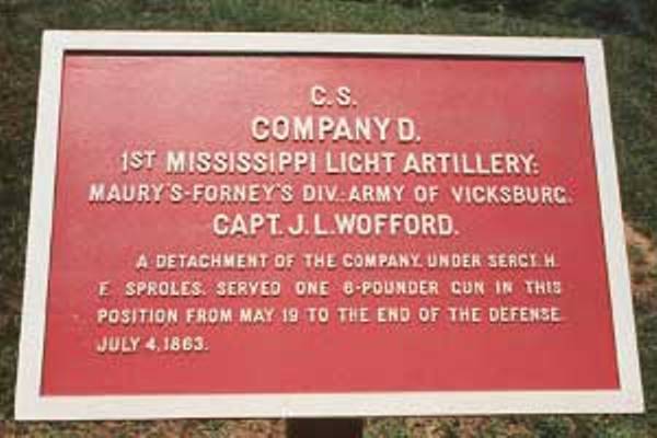 Positie-aanduiding 1st Mississippi Light Artillery, Company D (Confederates) #1
