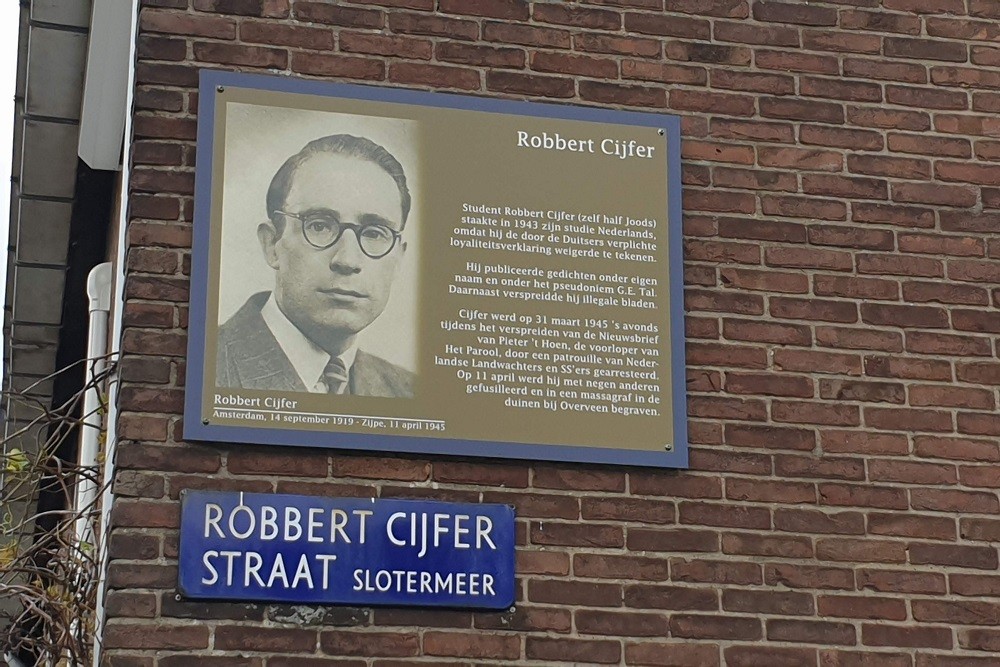 Herdenkingsborden Slotermeer Robbert Cijferstraat #1