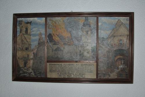 Schilderij Verwoesting Kerk Puchberg am Schneeberg #1