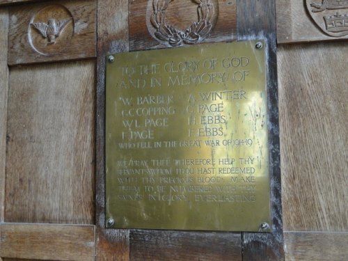 Oorlogsmonument St. James South Elmham Church