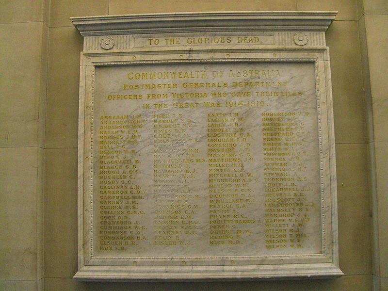 War Memorial Postmaster General's Department of Victoria #1