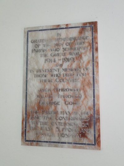 War Memorial Aspall Church #1