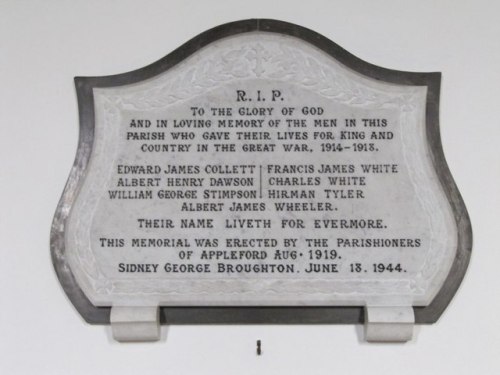 War Memorial St Peter and St Paul Church Appleford