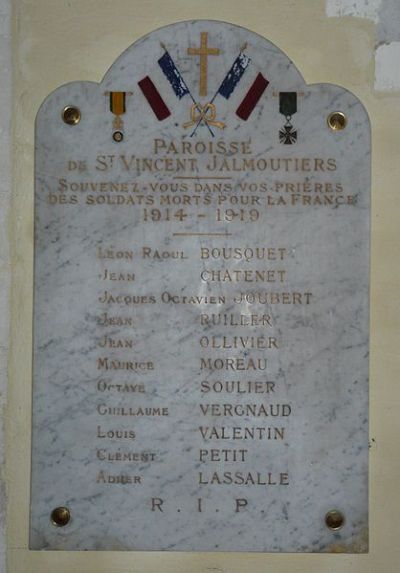 Oorlogsmonument Kerk Saint-Vincent-Jalmoutiers #1