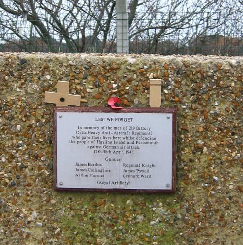 Memorial Killed Anti-Aircraft Gunners
