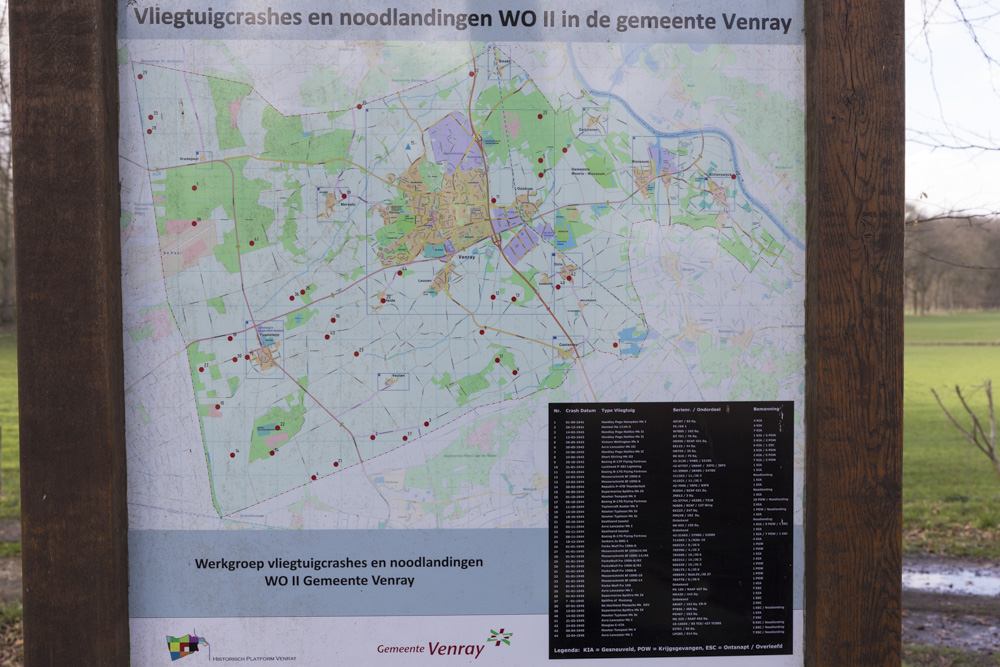 Informatiebord Vliegtuigcrashes en Noodlandingen WO II in Gemeente Venray #2