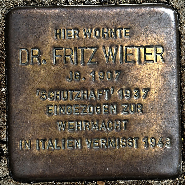 Stolperstein Ritterstraße 1