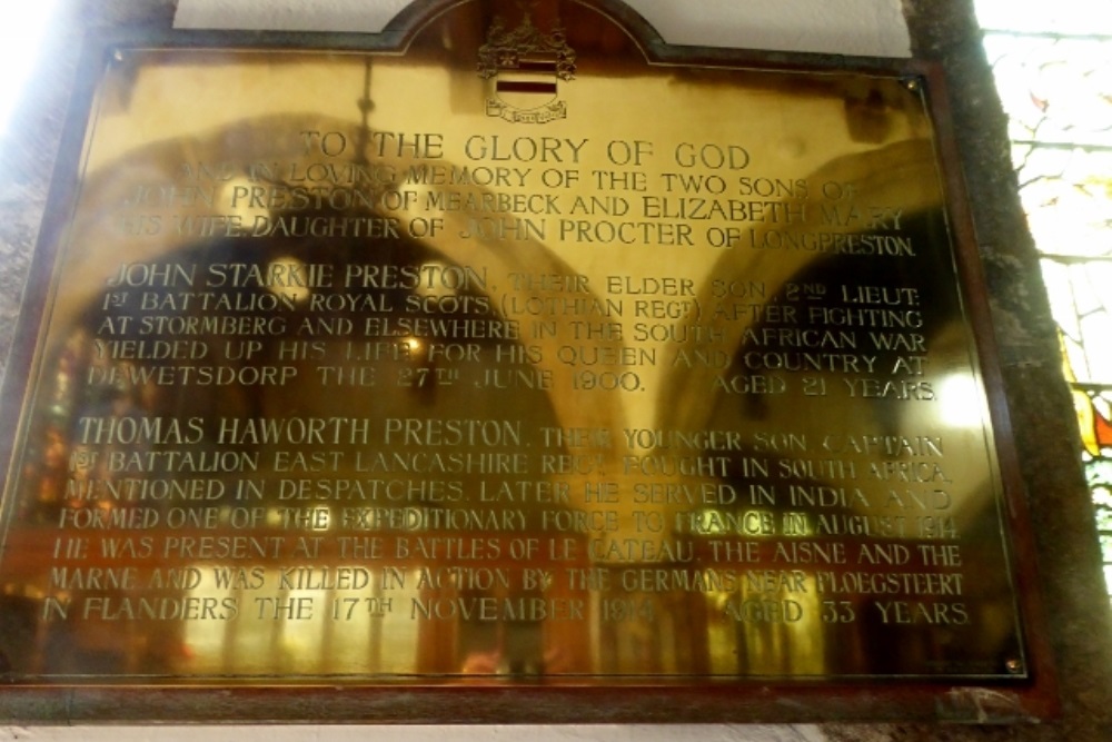 Gedenkteken 2nd Lt. John Starkie Preston en Thomas Haworth Preston #1