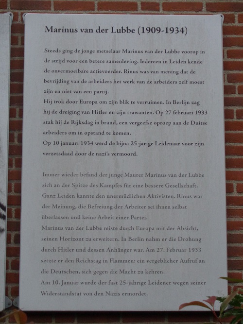 Gedenktekens & Muurgedicht Marinus van der Lubbe #2