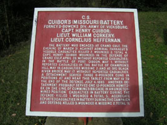 Position Marker Guibor's Battery, Missouri Artillery (Confederates) #1