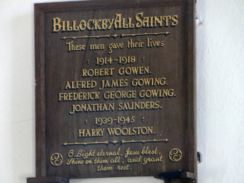 War Memorial Billockby Church