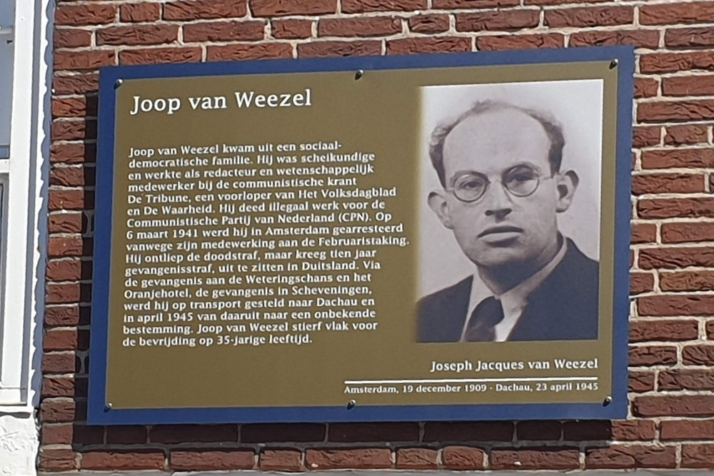 Memorial Plates Slotermeer Joop van Weezelhof