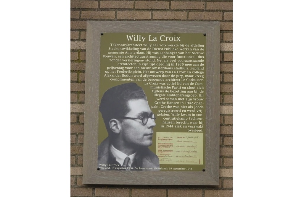 Herdenkingsborden De Aker Willy la Croixstraat