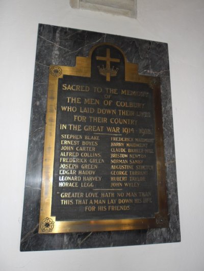 War Memorial Christ Church Colbury