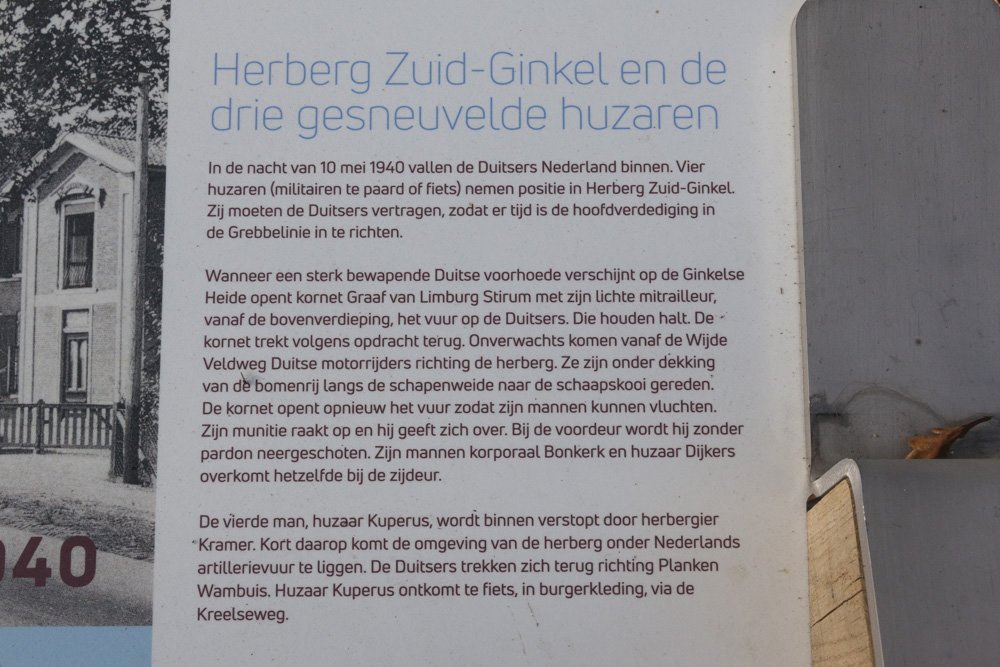 Information sign Zuid-Ginkel Inn and the three fallen hussars #3