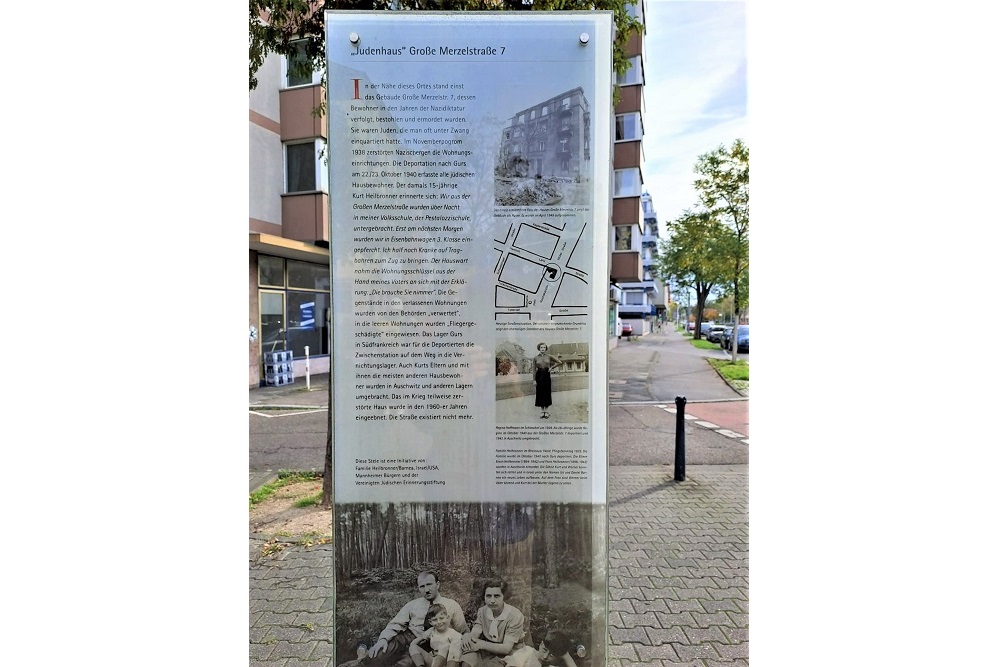 Verdwenen Judenhaus Grosse Merzelstrasse 7 Mannheim