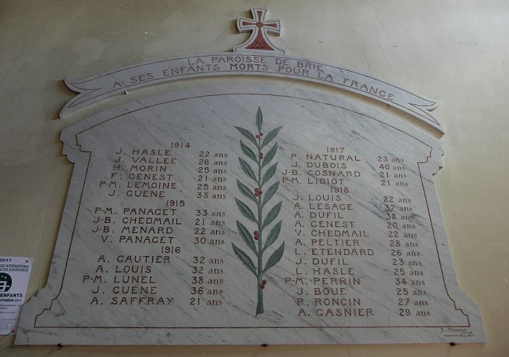 Monument Eerste Wereldoorlog glise Notre-Dame