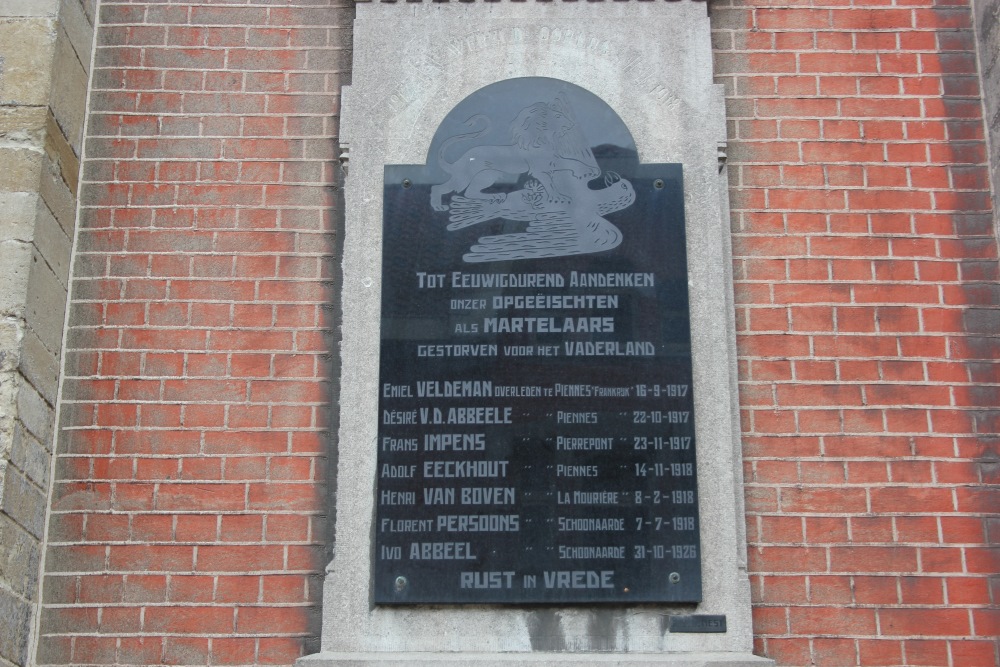 Remembrance Plates First World War Schoonaarde #2