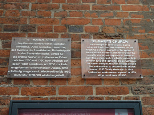 Gedenkteken Verwoesting St. Marienkiche Lübeck