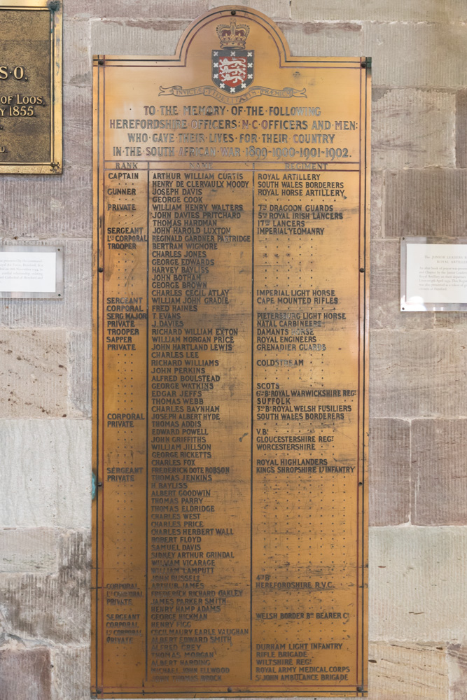 Memorials Second Boer War Hereford Cathedral #3