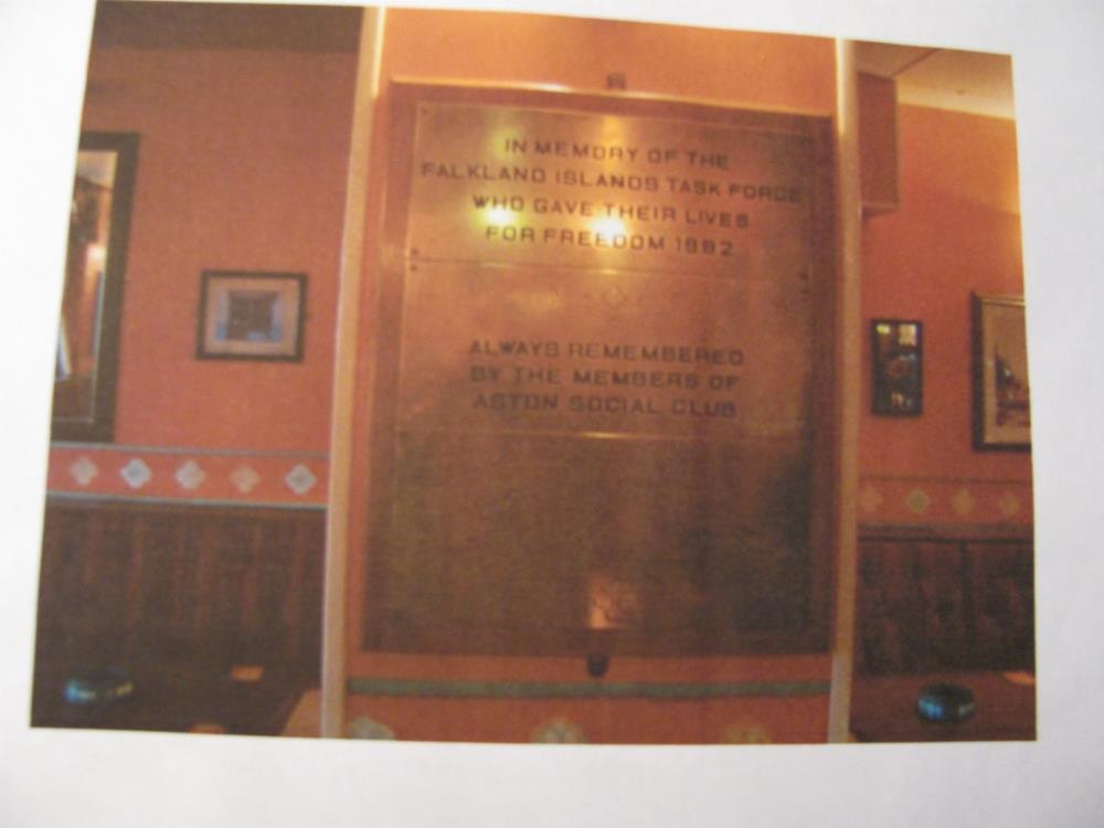 Falklands War Memorial Aston Social Club #1