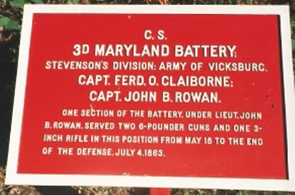 Position Marker 3rd Battery Maryland Artillery (Confederates) #1