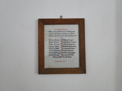 Roll of Honour St. Margaret Church