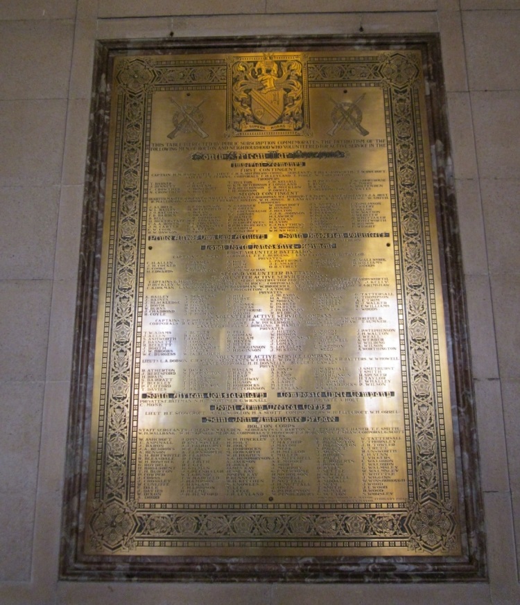 Boer War Roll of Honour Bolton