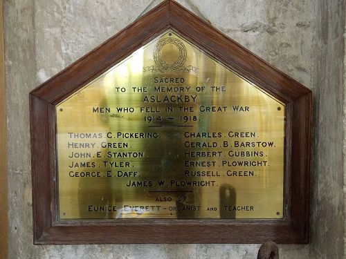 Oorlogsmonument St. James Church Aslackby