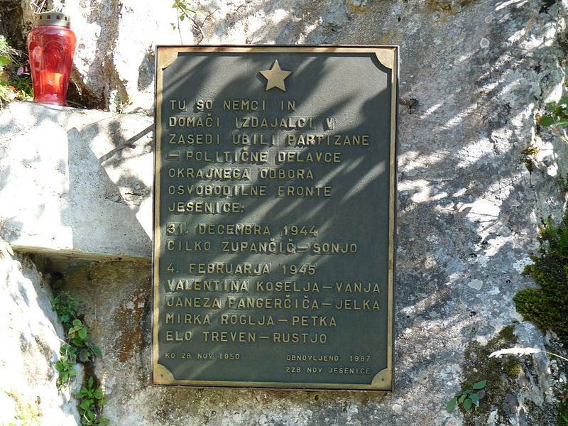 Monument Omgekomen Partizanen Planina pod Golico #1