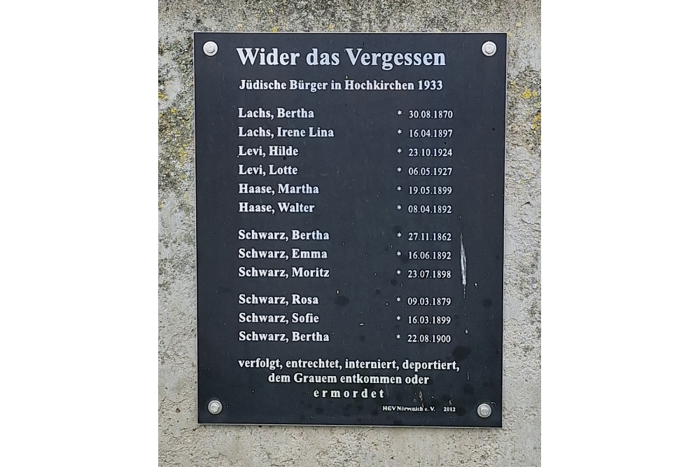 Gedenkteken Joodse Inwoners Hochkirchen #2