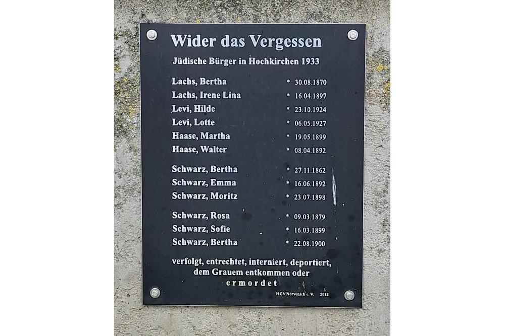 Memorial Jewish Residents Hochkirchen #2