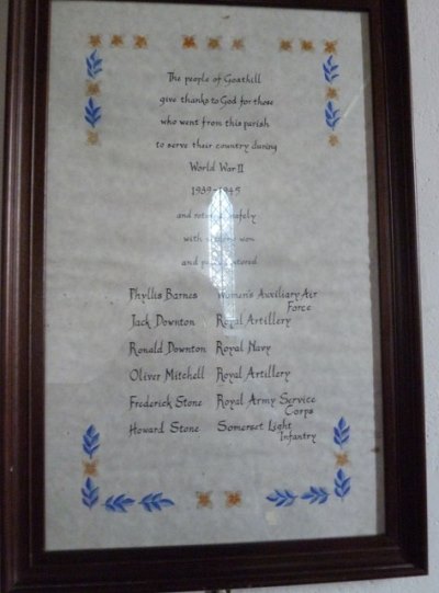 Rolls of Honour St. Peter Church Goathill #1