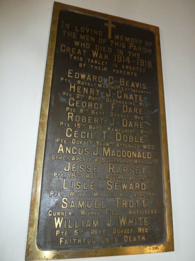 War Memorial Wootton Fitzpaine Church #2