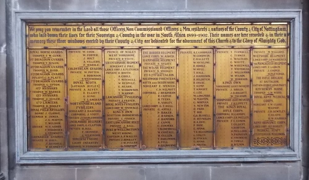 Memorials Boer War Church of St Mary Nottingham #3