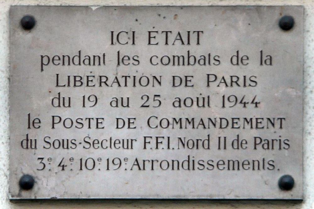 Gedenkteken Commandopost F.F.I. Nord II de Paris #1
