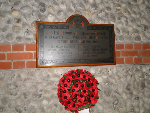 War Memorial West Beckham Church