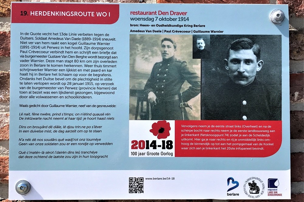 Memorial Route 100 years Great War - Information Board 19