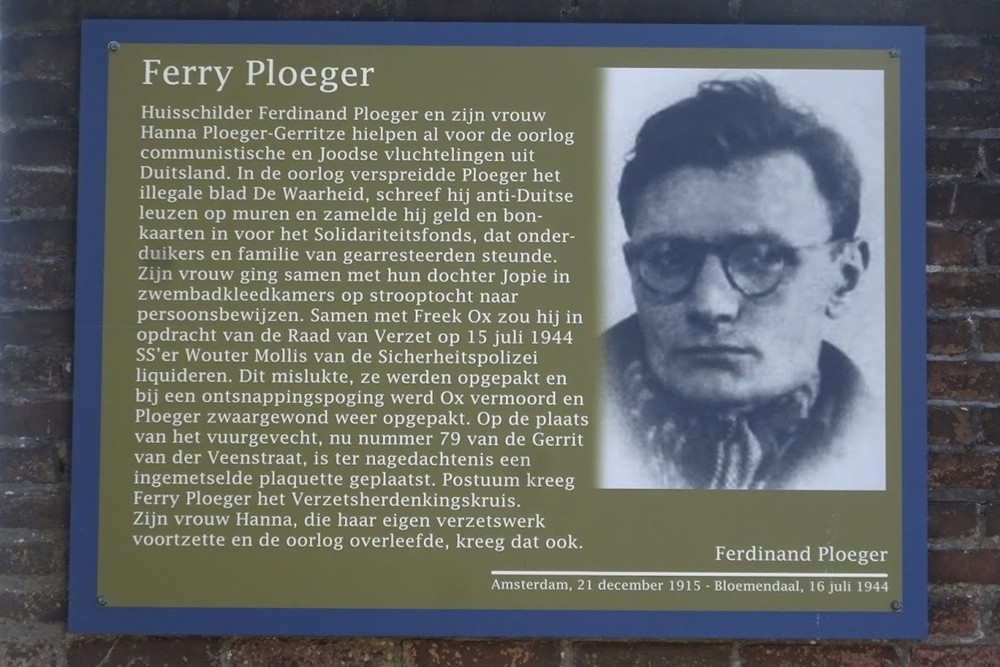 Herdenkingsborden Slotermeer Ferry Ploegerstraat #1