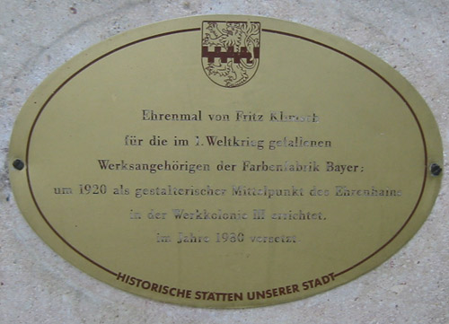Monument Gevallen Medewerkers Verffabriek Bayer Leverkusen #4