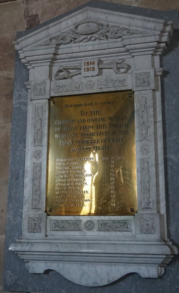 Monument Eerste Wereldoorlog St. Bartholomew's Church