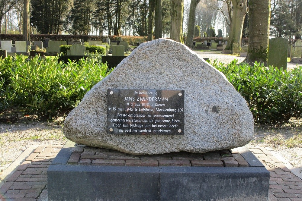 Memorial monument to Jans Zwinderman