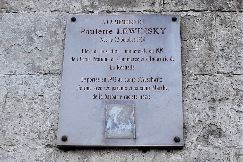 Memorial Paulette Lewinsky La Rochelle