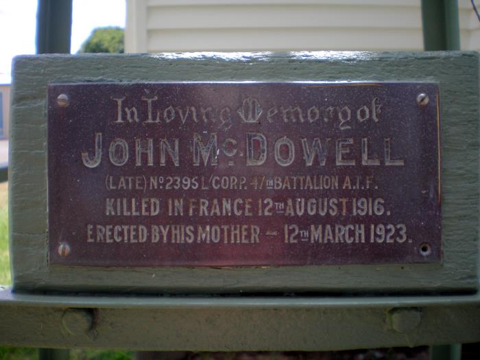 Memorial L/Cpl. John McDowell #1