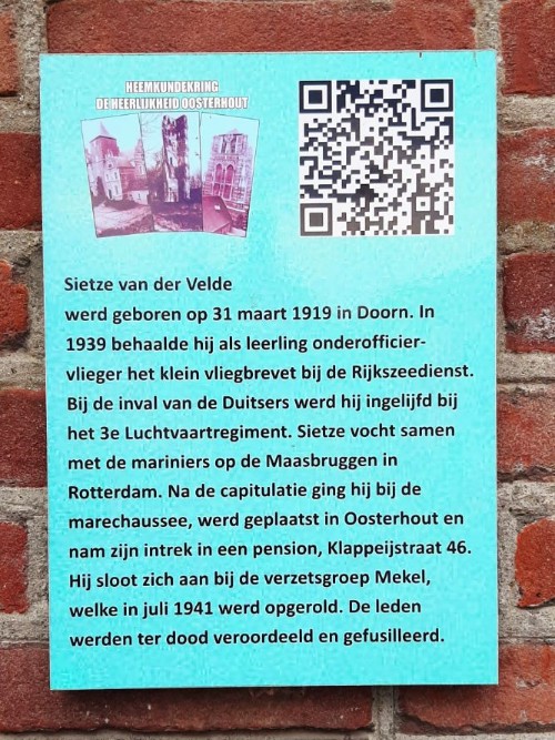 Memorial Resistance Fighter Sietze van der Velde #1