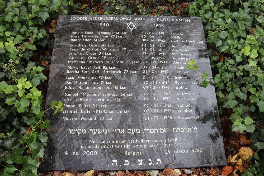 Monument Joodse Slachtoffers Algemene Begraafplaats Bergen #2